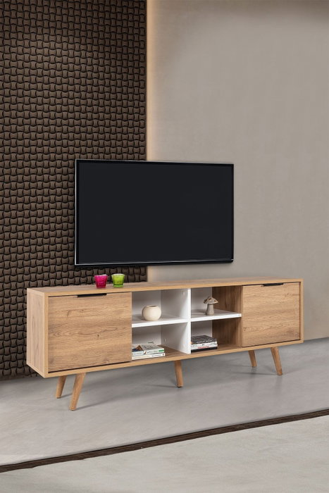 Hanah Home Sina 3621 Soporte para TV Roble Zafiro y Blanco